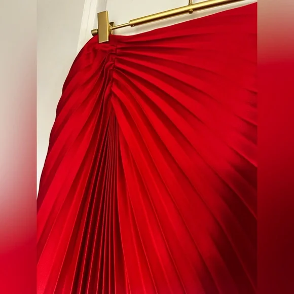 DKNY Vibrant Red A-Line Pleated Skirt - Picture 12 of 13